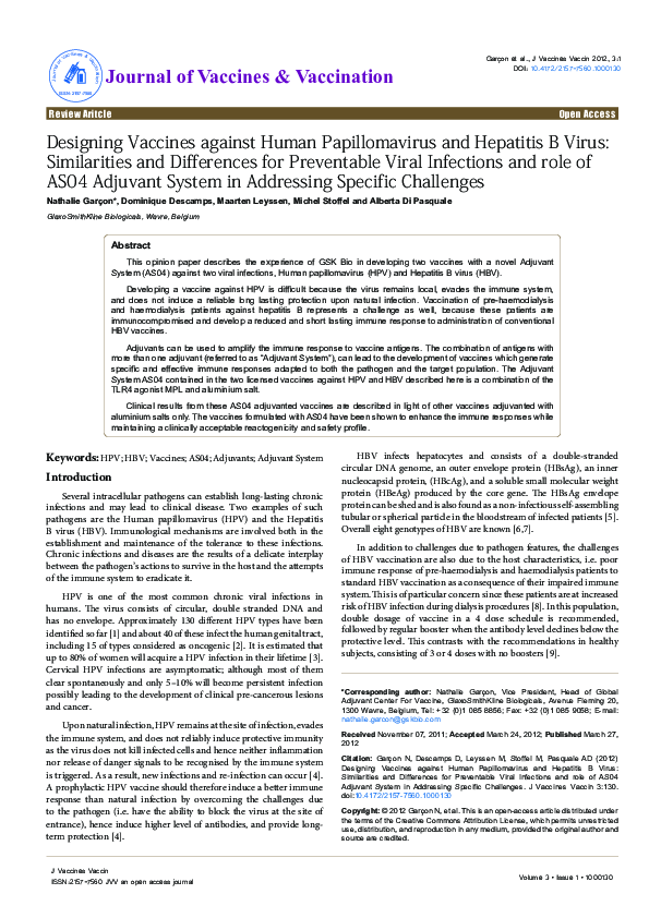 (PDF) Designing Vaccines against Human Papillomavirus and Hepatitis B ...