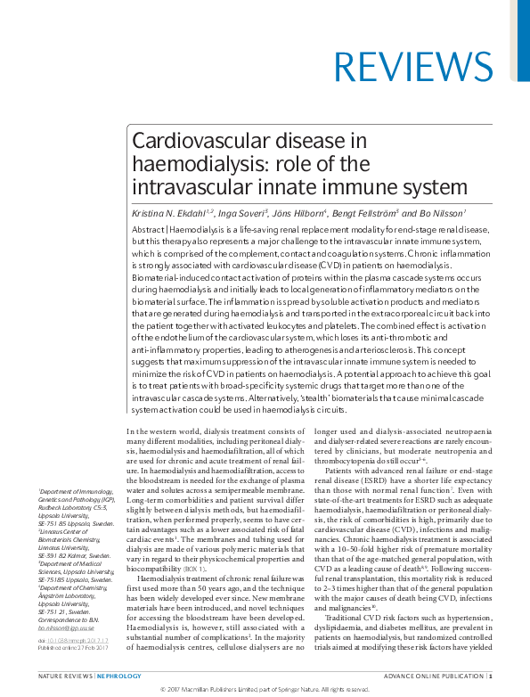 (PDF) Cardiovascular disease in haemodialysis: role of the ...