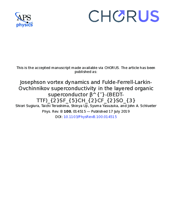 (PDF) Josephson vortex dynamics and Fulde-Ferrell-Larkin-Ovchinnikov ...