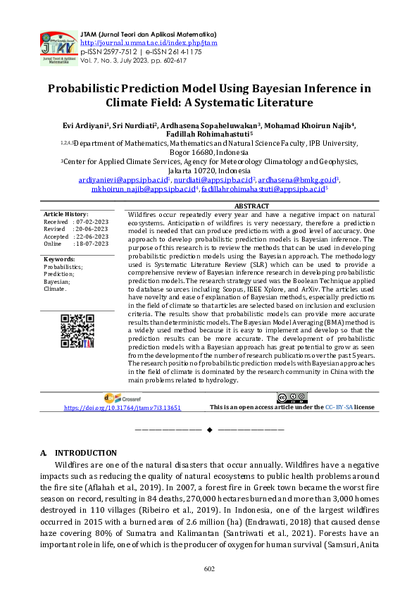 (PDF) Probabilistic Prediction Model Using Bayesian Inference in ...
