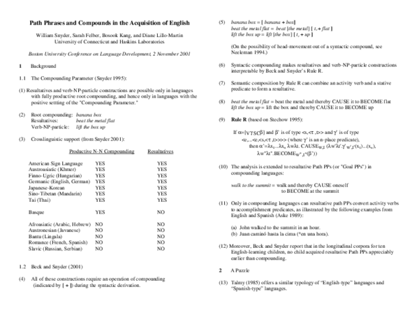 (PDF) Path phrases and compounds in the acquisition of English
