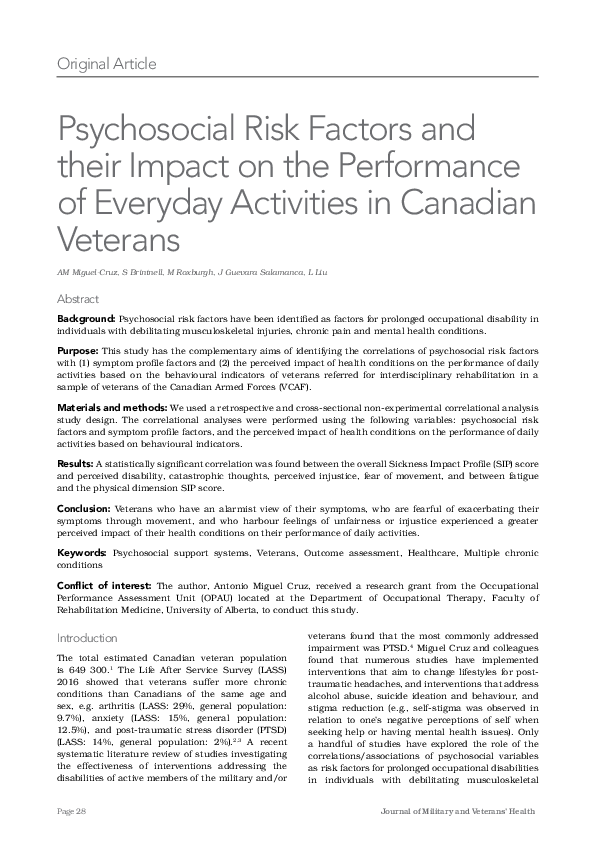 (PDF) Psychosocial Risk Factors and their Impact on the Performance of ...