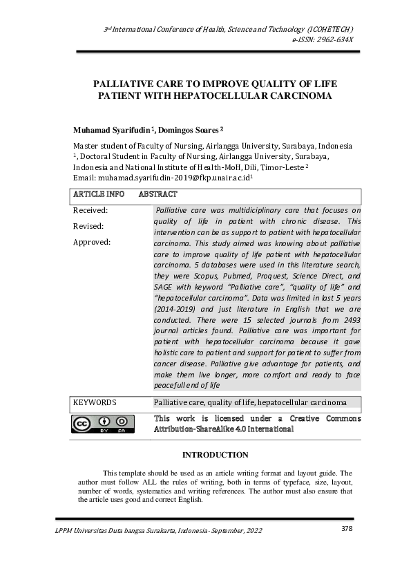 (PDF) Palliative Care to Improve Quality of Life Patient with ...