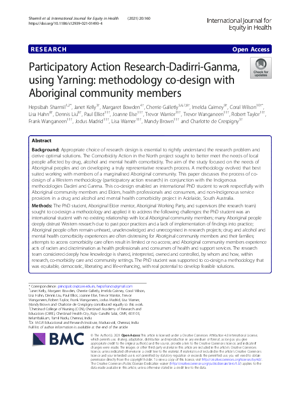 (PDF) Participatory Action Research-Dadirri-Ganma, using Yarning ...