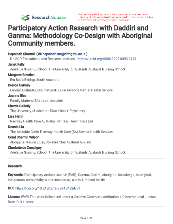 (PDF) Participatory Action Research with Daddiri and Ganma: Methodology ...