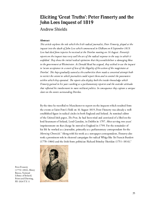 (PDF) Eliciting ‘Great Truths’: Peter Finnerty and the John Lees ...