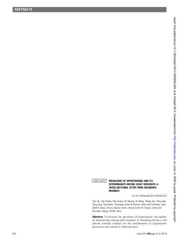 (PDF) Prevalence of Hypertension and Its Determinants Among Adult ...