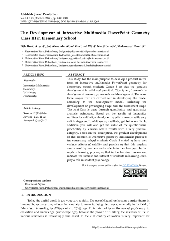 (PDF) The Development of Interactive Multimedia PowerPoint Geometry ...