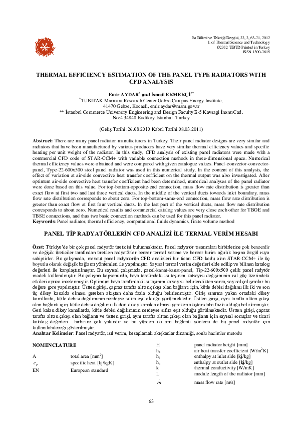 (PDF) Thermal Efficiency Estimation of the Panel Type Radiators with ...