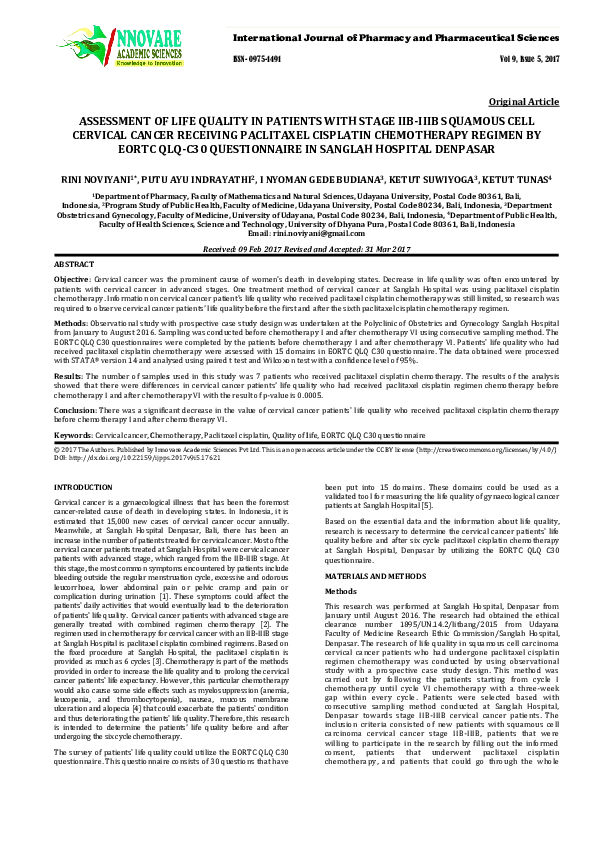 (PDF) ASSESSMENT OF LIFE QUALITY IN PATIENTS WITH STAGE IIB-IIIB ...