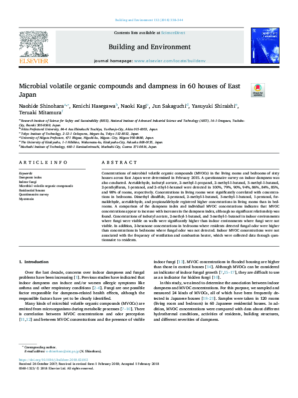 (PDF) Microbial volatile organic compounds and dampness in 60 houses of ...