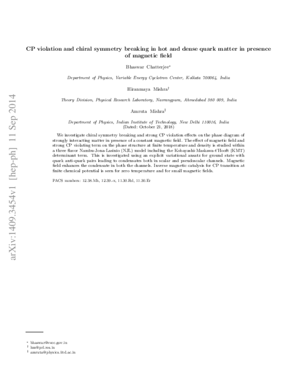(PDF) CPviolation and chiral symmetry breaking in hot and dense quark ...