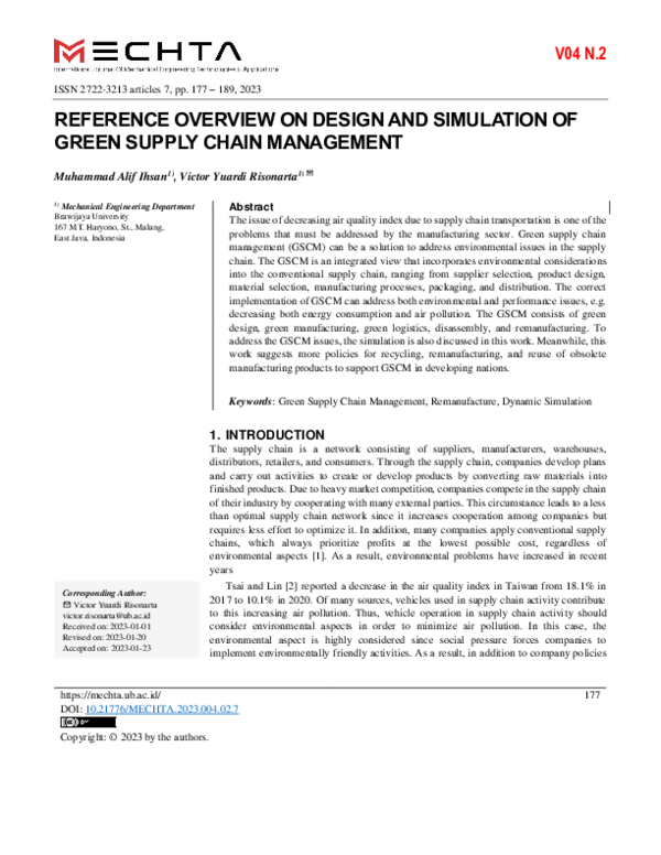 (PDF) Reference Overview on Design and Simulation of Green Supply Chain ...