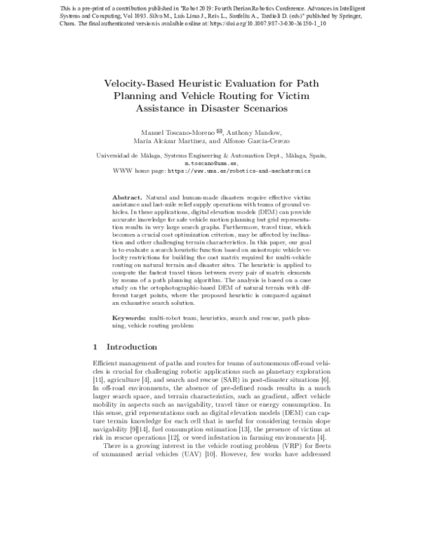 (PDF) Velocity-Based Heuristic Evaluation for Path Planning and Vehicle ...