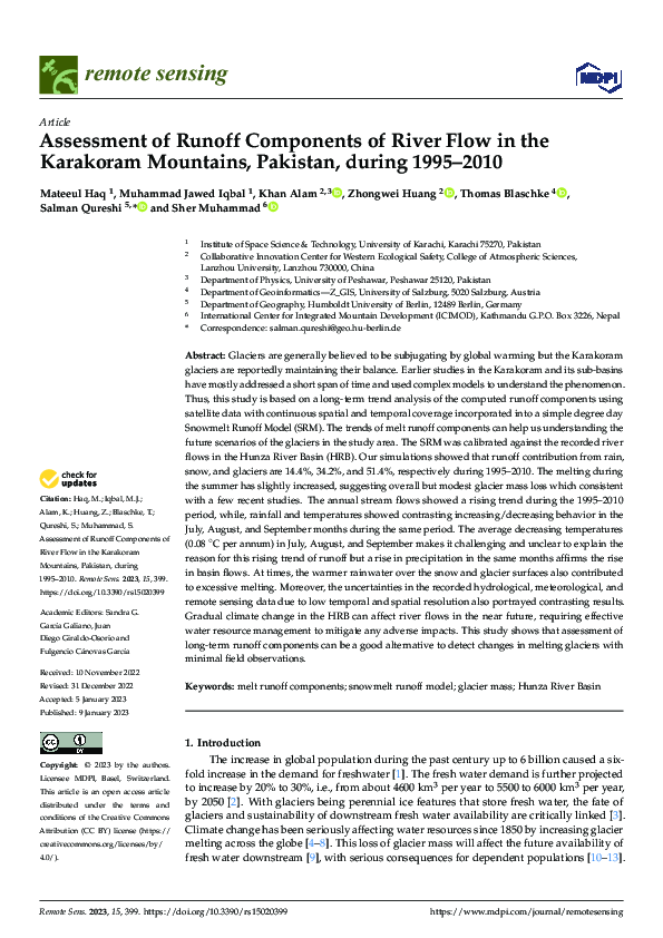 (PDF) Assessment of Runoff Components of River Flow in the Karakoram ...