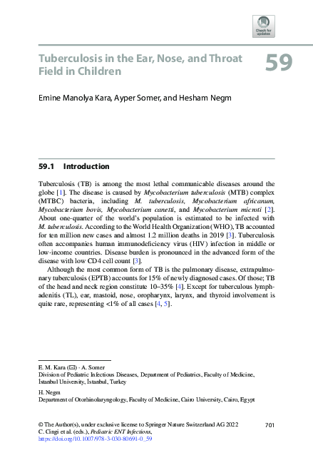 (PDF) Tuberculosis in the Ear, Nose, and Throat Field in Children