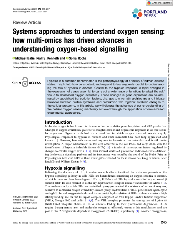 (PDF) Systems approaches to understand oxygen sensing: how multi-omics ...