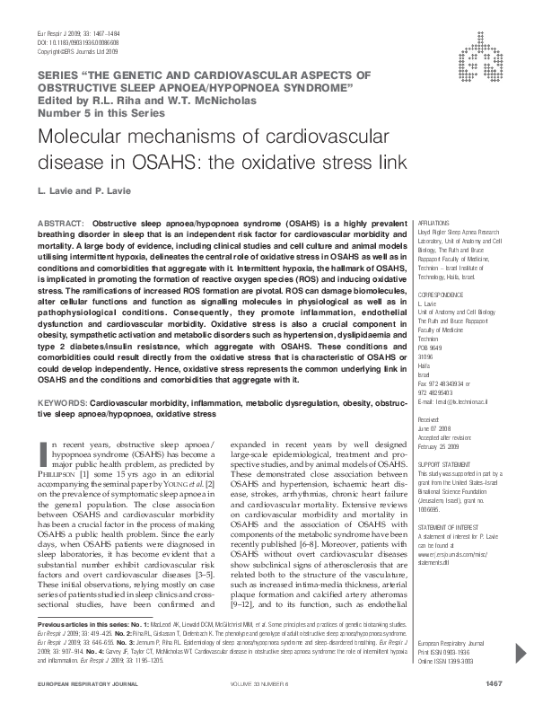 (PDF) Molecular mechanisms of cardiovascular disease in OSAHS: the ...