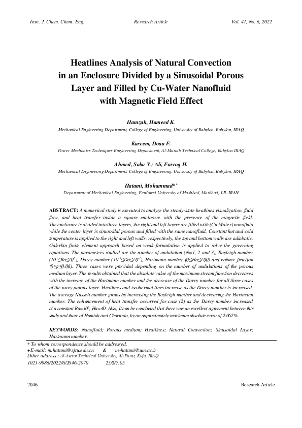 (PDF) Heatlines Analysis of Natural Convection in an Enclosure Divided ...