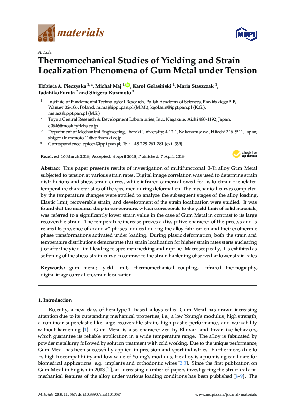 (PDF) Thermomechanical Studies of Yielding and Strain Localization ...