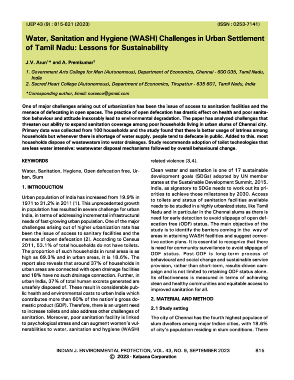 (PDF) Water, Sanitation and Hygiene (WASH) Challenges in Urban ...