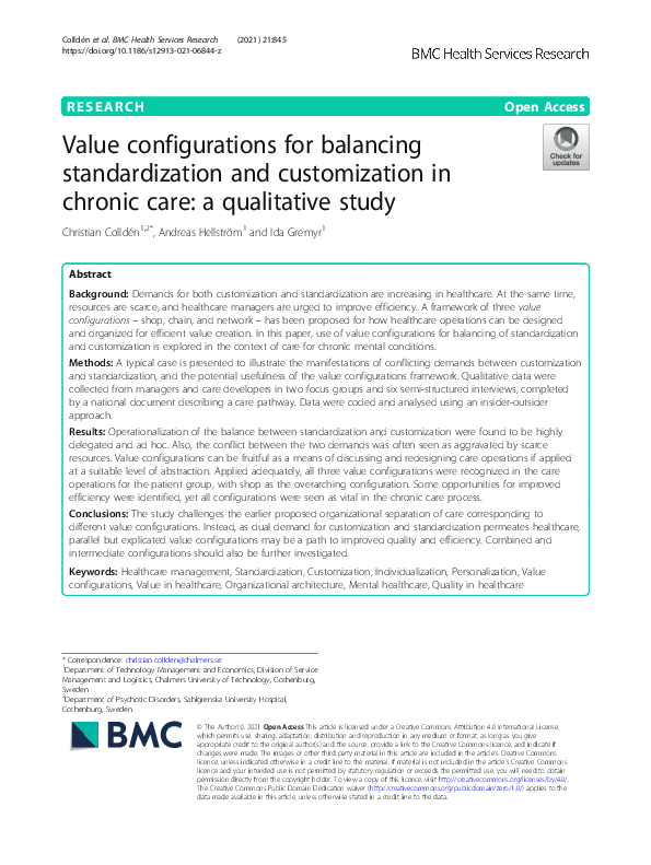 (PDF) Value configurations for balancing standardization and ...