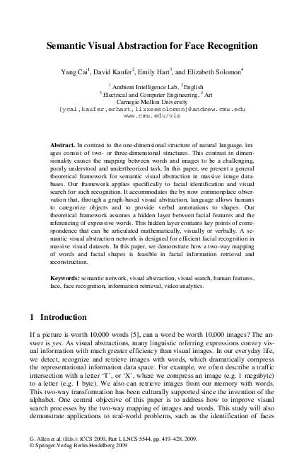 (PDF) Semantic Abstraction for Facial Recognition