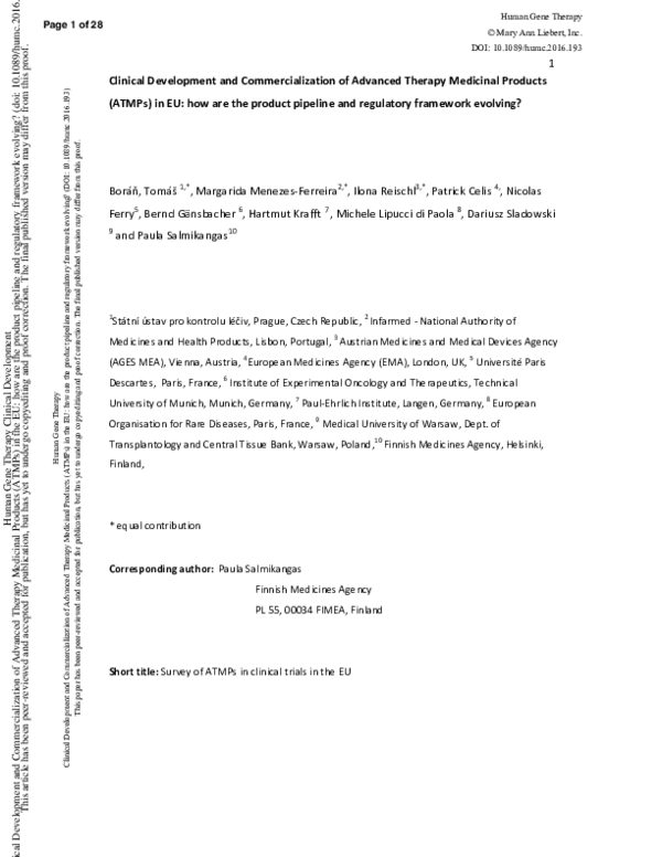 (PDF) Clinical Development and Commercialization of Advanced Therapy ...