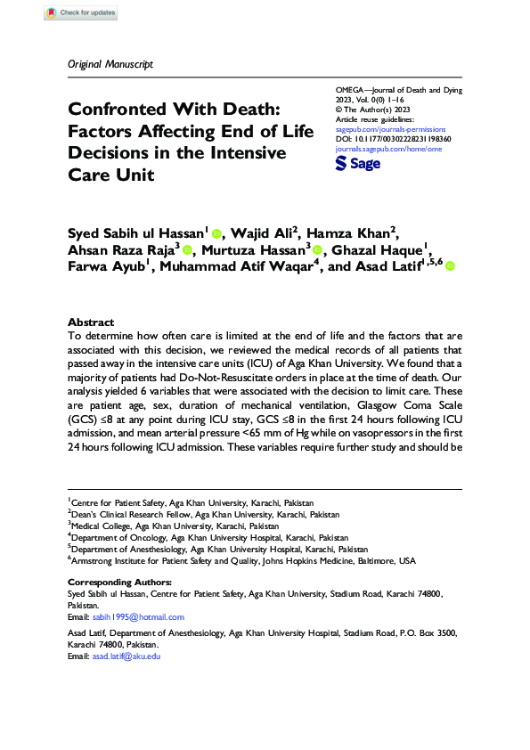 (PDF) Confronted With Death: Factors Affecting End of Life Decisions in ...