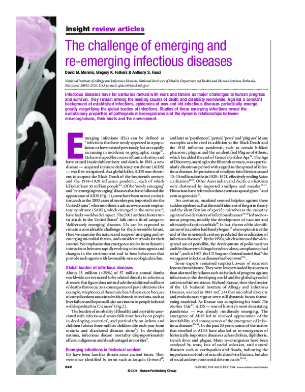 (PDF) The challenge of emerging and re-emerging infectious diseases
