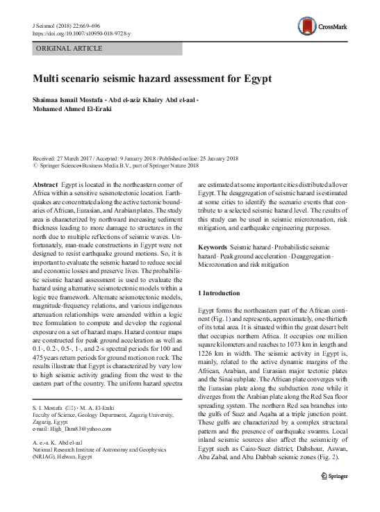 (PDF) Multi scenario seismic hazard assessment for Egypt