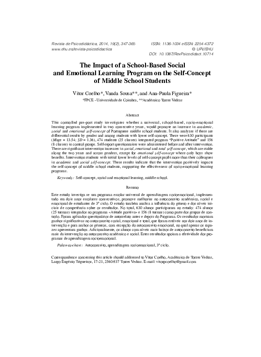 (PDF) The Impact of a School-Based Social and Emotional Learning ...