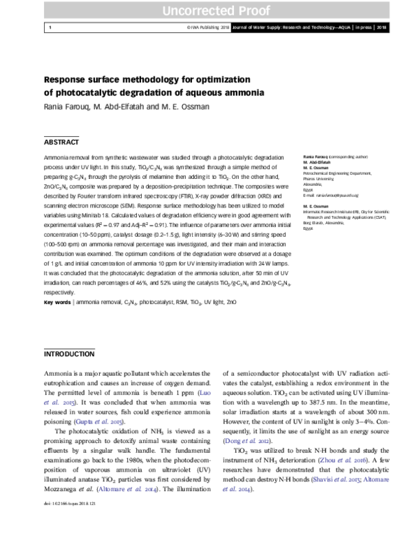 (PDF) Response surface methodology for optimization of cyanamide ...