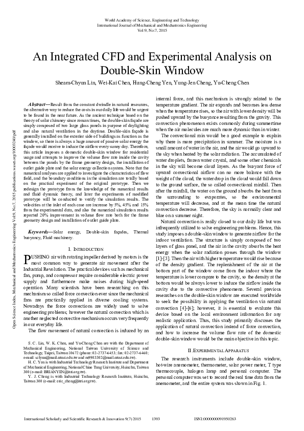 (PDF) An Integrated Cfd And Experimental Analysis On Double-Skin Window