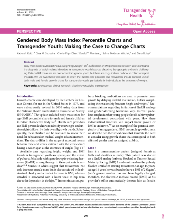 (PDF) Gendered Body Mass Index Percentile Charts and Transgender Youth ...