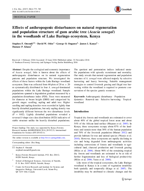 (PDF) Effects of anthropogenic disturbances on natural regeneration and ...