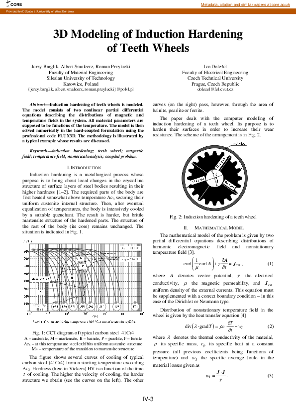 (PDF) 3D Modeling of Induction Hardening of Teeth Wheels