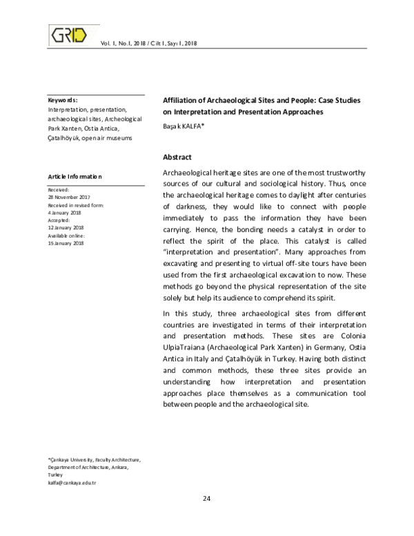 (PDF) Affiliation of Archaeological Sites and People: Case Studies on ...