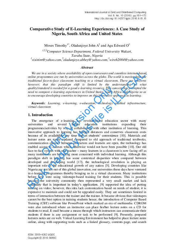 (PDF) Comparative Study of E-Learning Experiences: A Case Study of ...