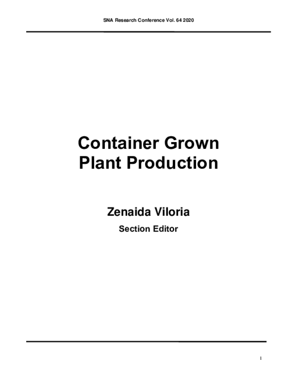 (PDF) Container Grown Plant Production
