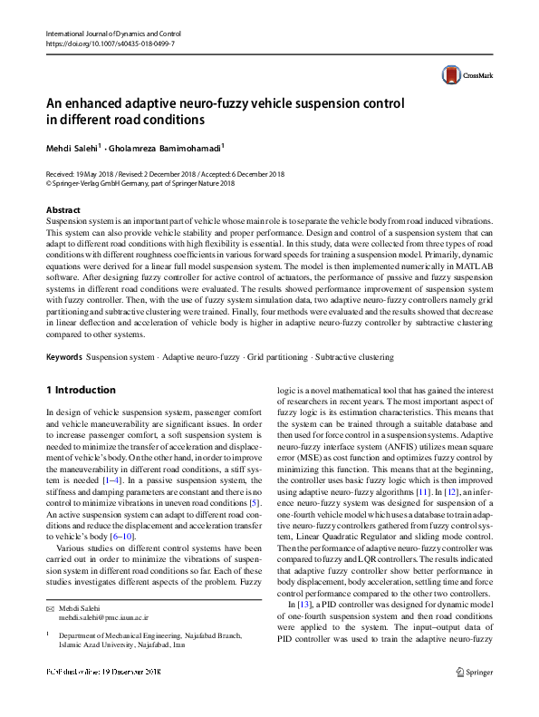 (PDF) An enhanced adaptive neuro-fuzzy vehicle suspension control in ...