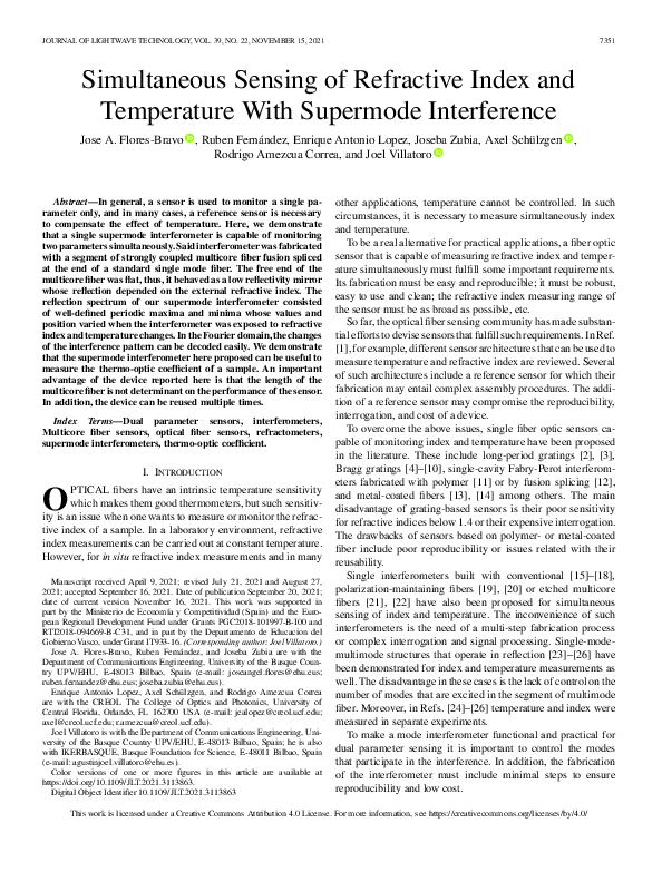 (PDF) Simultaneous Sensing of Refractive Index and Temperature With ...
