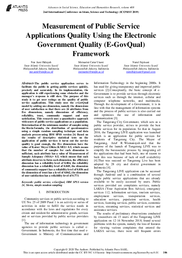 (PDF) Measurement of Public Service Applications Quality Using the ...