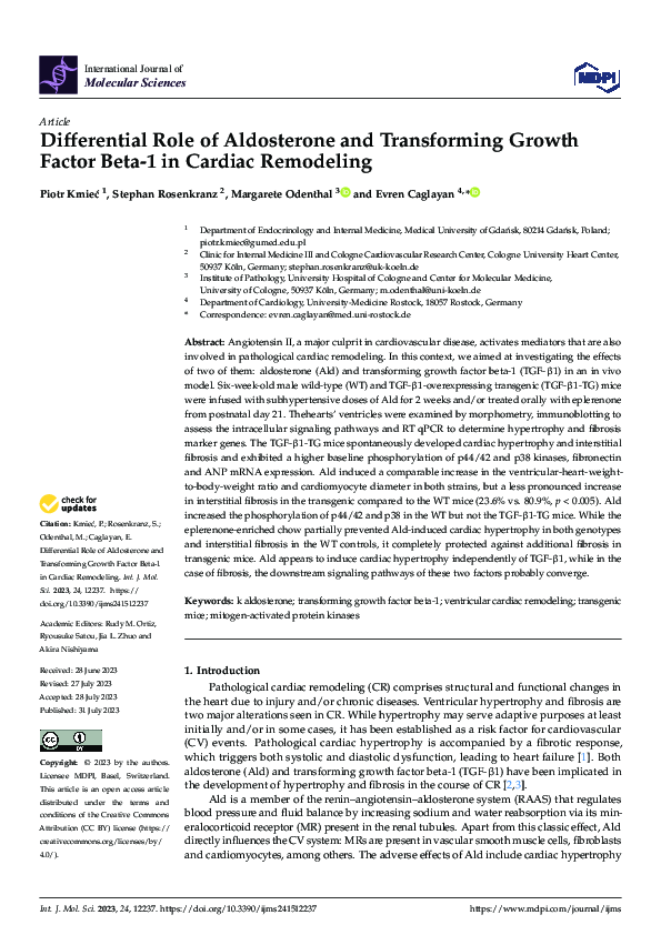 (PDF) Differential Role of Aldosterone and Transforming Growth Factor ...