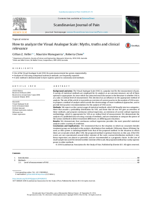(PDF) How to analyze the Visual Analogue Scale: Myths, truths and ...