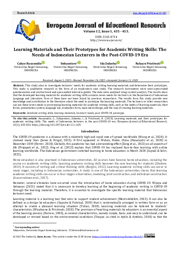 (PDF) Learning Materials and Their Prototypes for Academic Writing ...