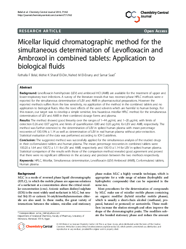 (PDF) Micellar liquid chromatographic method for the simultaneous ...