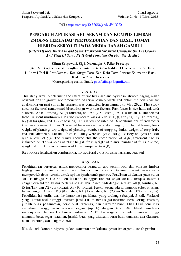 (PDF) Effect Of Rice Husk Ash and Spent Mushroom Substrate Composte On ...