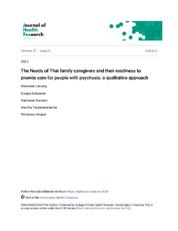 (PDF) The Needs of Thai family caregivers and their readiness to ...