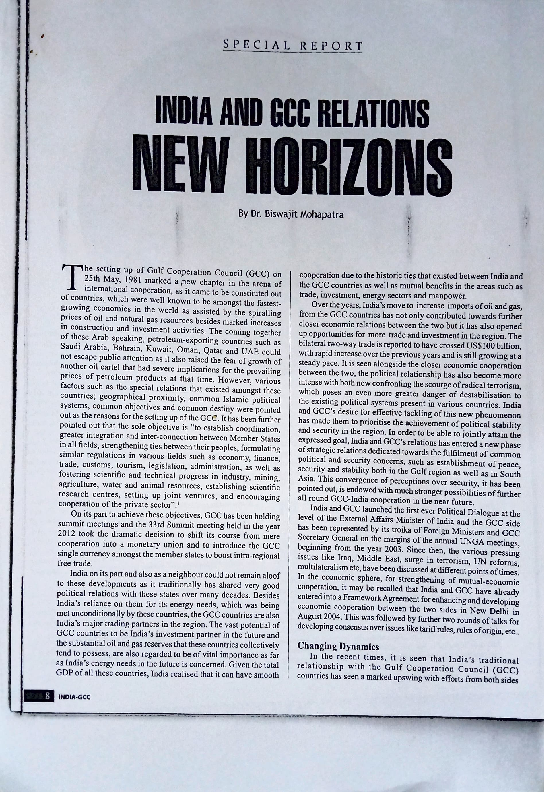 (PDF) India and Gulf Cooperation Council (GCC) Relations – New Horizons
